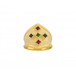 GOLD HANDMADE RING WITH STONES RUBIS   SAPPHIRE Emerald K14 16856