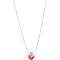 Silver heart necklace with red