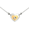 Silver heart two-tone necklace with white crystal
