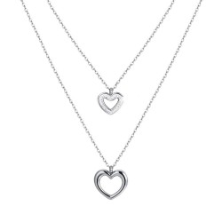 Women's necklace Luca Barra CK1800 in steel with hearts and white crystals
