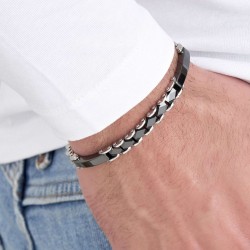 Luca Barra men's bracelet in stainless steel with black ceramic BA1127