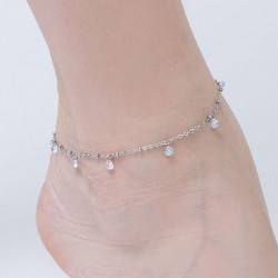  STAINLESS STEEL ANKLET WITH WHITE CRYSTALS CODE: CV122
