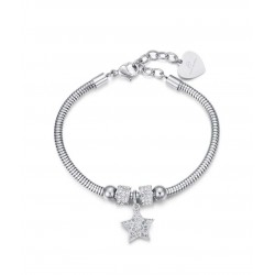 Luca Barra BK1937 star steel bracelet with zircons