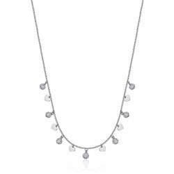 Women's necklace Luca Barra CK1789 in steel with hearts and white crystals.
