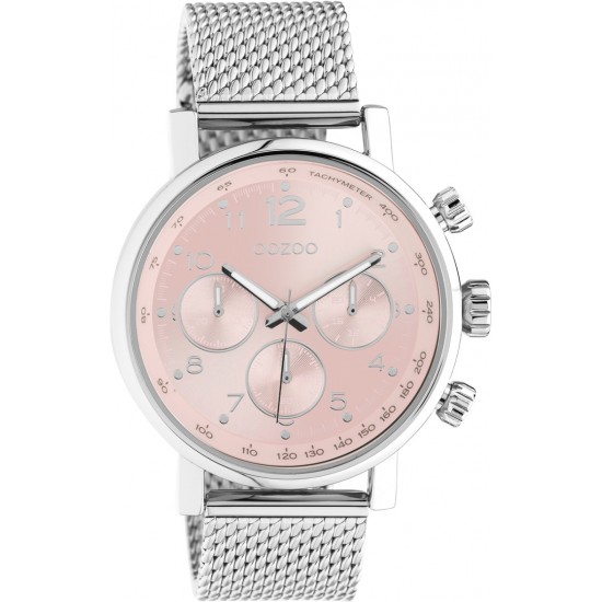 OOZOO light pink dial and silver bracelet