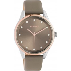 Oozoo Timepieces Watch with Leather Strap in Gray color