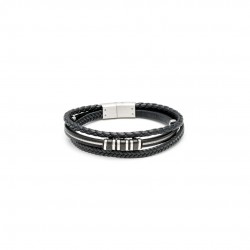 Men's Visetti Stainless Steel Bracelet in Black Silver Color BR011B