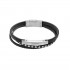 Visetti bracelet with three chains of genuine black leather and silver details made of stainless