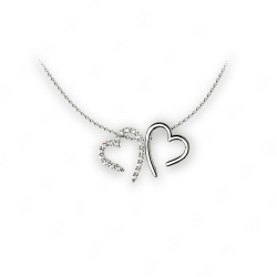 necklace with two hearts 925 silver 