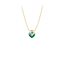 Necklace silver 925 yellow gold plated with green heart
