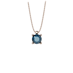 Single stone with blue crystal silver 925 rose gold plated