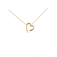  Heart necklace with silver pearl 925 yellow gold plated