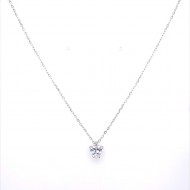 SILVER NECKLACE 925 SINGLE STONE HEART WITH WHITE ZIRCON ZN1527