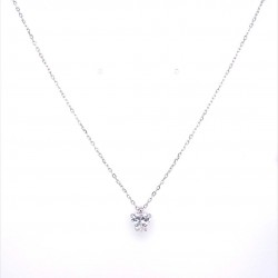 SILVER NECKLACE 925 SINGLE STONE HEART WITH WHITE ZIRCON ZN1527