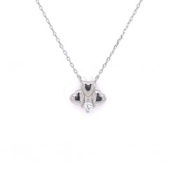 925 silver necklace with hearts and white zircon ZN841W