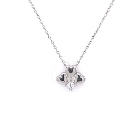 925 silver necklace with hearts and white zircon ZN841W