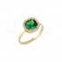 14ct gold rosette engagement ring with green and white zircons d072