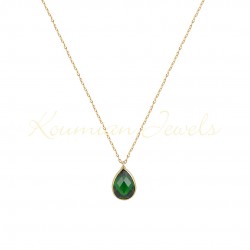 14K GOLD NECKLACE WITH LONDON GREEN TOPAZE WITH CHAIN ​​handmade K067