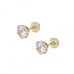 14ct gold earrings NAILS WITH WHITE ZIRCON 6 6.5 MM SK53