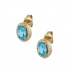 14ct carat rosette earrings with sea and white zircon SK64