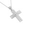 14K WHITE GOLD CROSS WITH GLOSSY CENTER AND TEXTURE HUG SX9