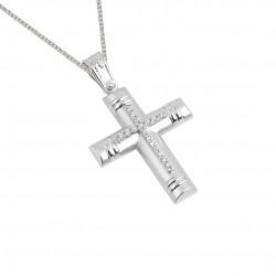 14k white gold baptismal cross with chain for girl ST071