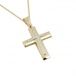 Baptism cross gold 14 k with chain boy and girl F093