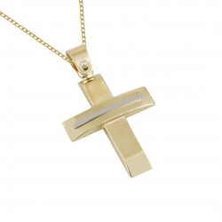 Baptism cross gold 14 k with chain boy and girl F094