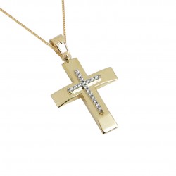Christening cross 14 k gold with female chain ΣΤ102