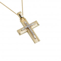 Christening cross 14 k gold with female chain ΣΤ106