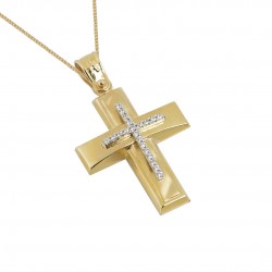 Christening cross 14 k gold with chain f117