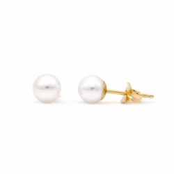 Gold earrings with pearls Akoya Japan 5,5-6,0mm Κ14 