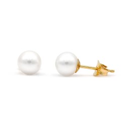 Gold earrings with pearls Akoya Japan 6,0-6,5mm Κ14 