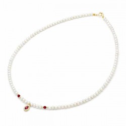 Necklace with Fresh Water K14 pearls With rosette motif