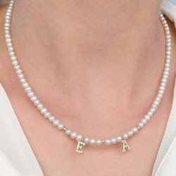 Necklace with Fresh Water Pearls With Two Monograms 110282