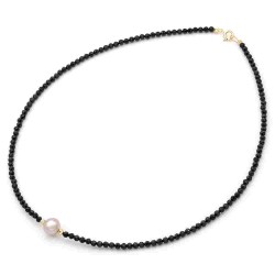 Necklace with Spinel and Fresh Water Pearl pearl 8.0-9.0mm K14