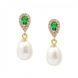 Earrings with Fresh Water Pearl pearls 8.0 × 10.0mm K14