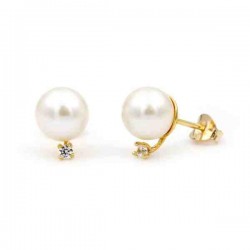 Gold earrings with pearls Akoya Japan 7,5-8,0mm Κ14