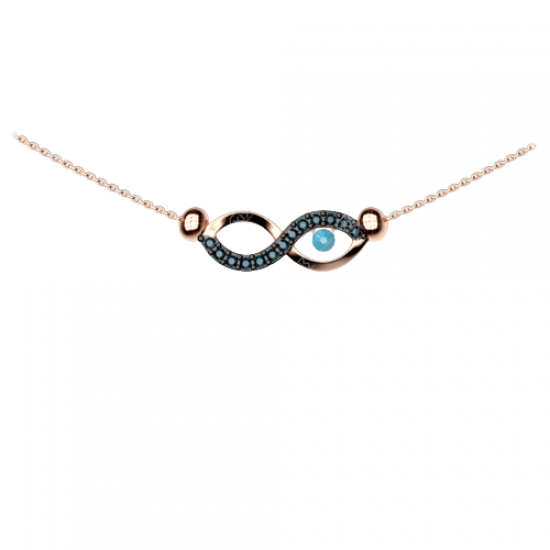 Infinity Necklace and Eyelet Silver 925 Rose Gold Plated E52534TB