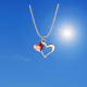 Double heart necklace with silver 925 rose gold plated E56024K