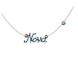 Godmother necklace with turquoise crystals 925 silver and eyelet target I52584T