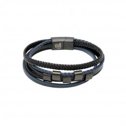 Visetti Men's Bracelet with Quadruple Genuine Leather and Steel Elements SU-BR037BM