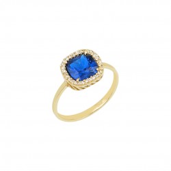 14ct Gold Ring Rosette With Blue blue zircon 