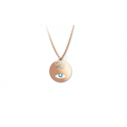 Charm necklace 2023 with eye blue crystal rose gold plated Γ1028