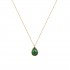 gold drop necklace with green topaz 14k with chain