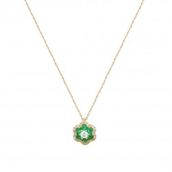 14ct Gold Necklace Flower With Zircon 