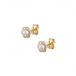 9K Gold Stud Earrings With Pearls sk140