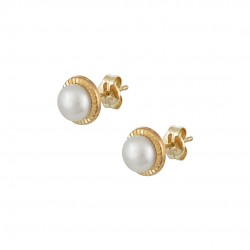 9K Gold Stud Earrings With Pearls sk149