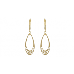 Meander greka 14k gold koumian handmade dangle earrings ell8005