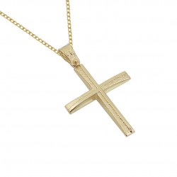 14K gold christening cross with chain for vintage boy